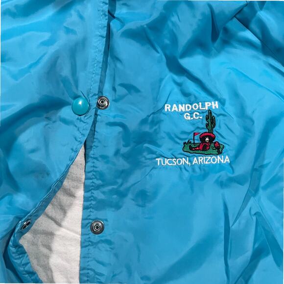 American Vintage 80s Western Golf Coach Jacket Blue Snap Front Tucson - Picture 5 of 5